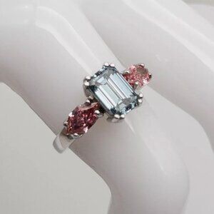 Natural Blue Pink 3.51ct Diamond 18k White Gold Wedding Ring